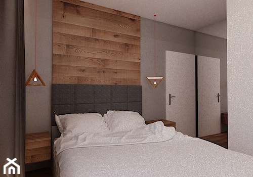 Mieszkanie 65m2 - Mała szara sypialnia, styl skandynawski - zdjęcie od Ale design Grzegorz Grzywacz