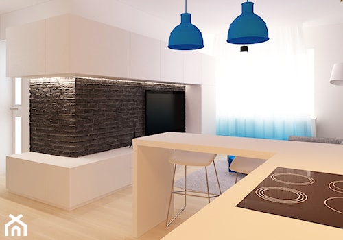 Pokój z aneksem kuchennym w gradiencie - zdjęcie od Ale design Grzegorz Grzywacz