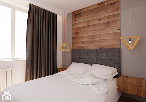 Mieszkanie 65m2 - Mała średnia szara sypialnia, styl skandynawski - zdjęcie od Ale design Grzegorz Grzywacz