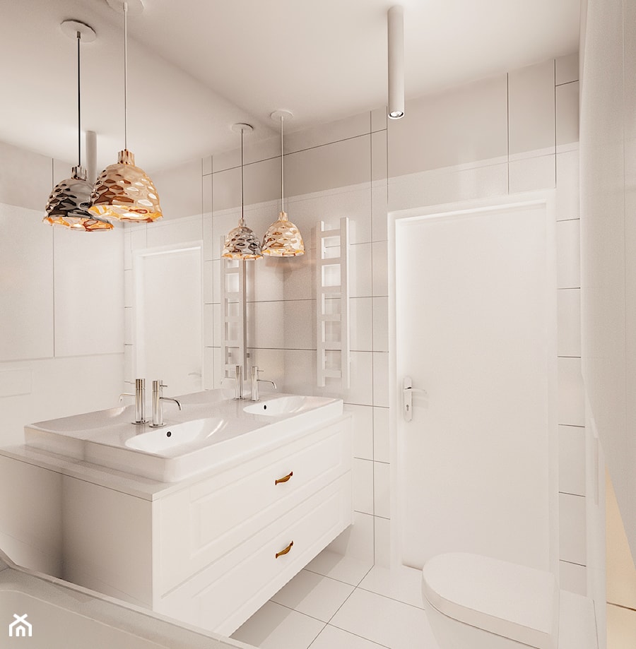 Jedna z dwóch łazienek z projektu - stylowego mieszkania w Gdańsku - zdjęcie od Ale design Grzegorz Grzywacz
