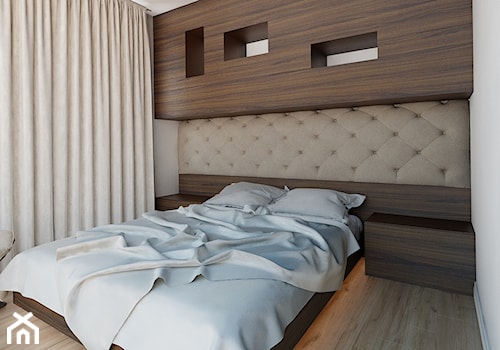 Projekt mieszkania 55m2 w Dąbrowie Górniczej - Średnia beżowa sypialnia, styl nowoczesny - zdjęcie od Ale design Grzegorz Grzywacz