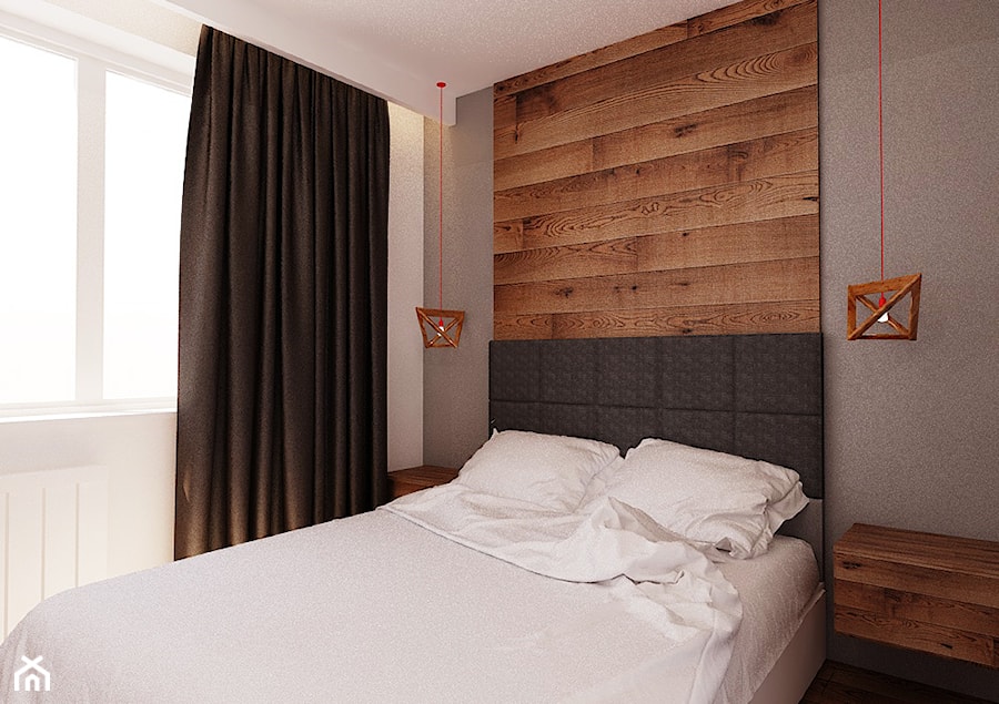 Mieszkanie 65m2 - Mała szara sypialnia, styl skandynawski - zdjęcie od Ale design Grzegorz Grzywacz