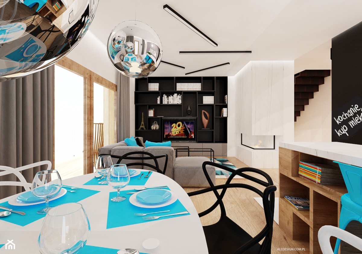 Salon z otwartą kuchnią w mieszkaniu 135m2 w Będzinie - zdjęcie od Ale design Grzegorz Grzywacz - Homebook