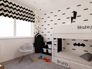 63m2 Dąbrowa Górnicza - Średni biały pokój dziecka dla dziecka dla chłopca dla dziewczynki dla rodzeństwa, styl minimalistyczny - zdjęcie od Ale design Grzegorz Grzywacz