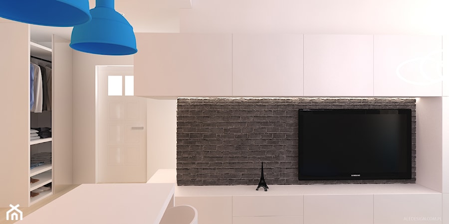 Pokój z aneksem kuchennym w gradiencie - zdjęcie od Ale design Grzegorz Grzywacz