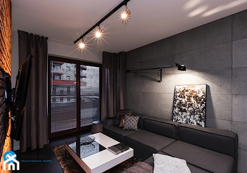 mieszkanie kawalera - Mały szary salon, styl nowoczesny - zdjęcie od Anna Krzak architektura wnętrz