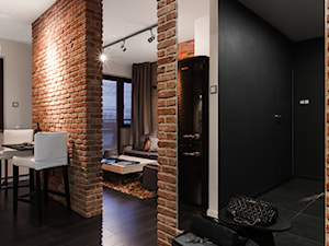 mieszkanie kawalera - Duży czarny hol / przedpokój, styl nowoczesny - zdjęcie od Anna Krzak architektura wnętrz