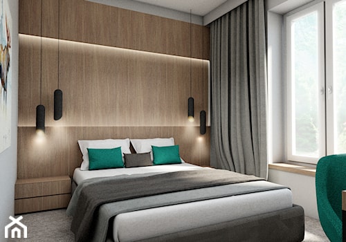 Apartament Puszcza Kampinowska - Średnia beżowa biała z biurkiem sypialnia, styl nowoczesny - zdjęcie od NIEBANALNE