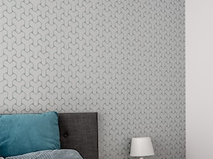 KĘPA MIESZCZAŃSKA W TURKUSIE - Mała biała szara sypialnia, styl minimalistyczny - zdjęcie od KODO projekty i realizacje wnętrz