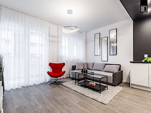 GEOMETRIA KONTROLOWANA - Średni biały czarny salon, styl minimalistyczny - zdjęcie od KODO projekty i realizacje wnętrz