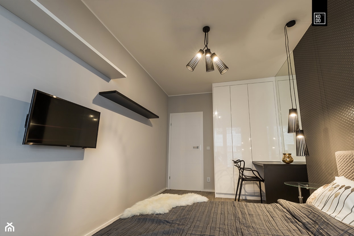 GEOMETRIA KONTROLOWANA - Mała szara sypialnia, styl minimalistyczny - zdjęcie od KODO projekty i realizacje wnętrz - Homebook