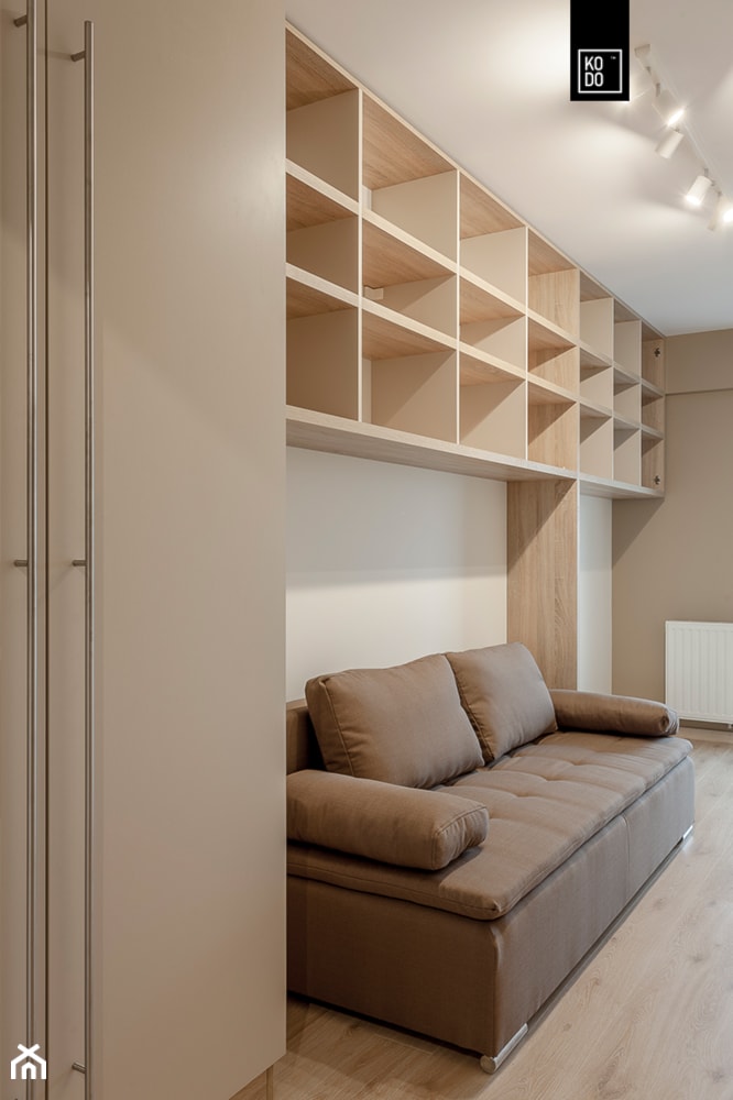 Średnie w osobnym pomieszczeniu z sofą beżowe biuro, styl nowoczesny - zdjęcie od KODO projekty i realizacje wnętrz