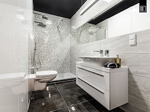 GEOMETRIA KONTROLOWANA - Średnia bez okna z lustrem łazienka, styl nowoczesny - zdjęcie od KODO projekty i realizacje wnętrz