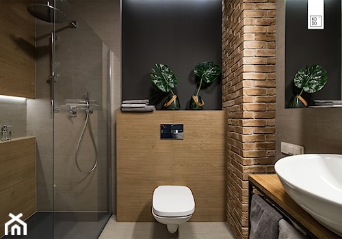 LIROWA - STYL LOFT - Średnia na poddaszu bez okna łazienka, styl industrialny - zdjęcie od KODO projekty i realizacje wnętrz