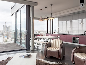 ROSSI_ODRA TOWER - Duża otwarta z salonem kuchnia jednorzędowa z oknem, styl nowoczesny - zdjęcie od KODO projekty i realizacje wnętrz