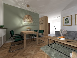 Z jak Zieleń - Mały biały zielony salon z jadalnią, styl nowoczesny - zdjęcie od Patrycja Grych