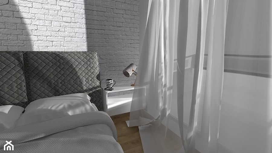 K jak Kawaler - Mała szara sypialnia, styl minimalistyczny - zdjęcie od Patrycja Grych