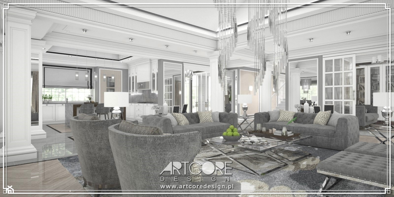 Luksusowe wnętrza projekt rezydencji - zdjęcie od ArtCore Design - Homebook