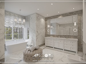 Projekt łazienki w stylu klasycznym - biały marmur - zdjęcie od ArtCore Design