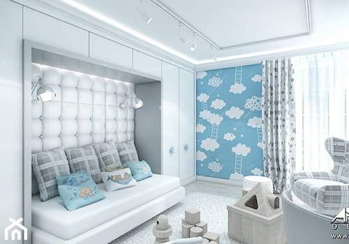 Niebiesko szary pokój dziecięcy. - zdjęcie od ArtCore Design