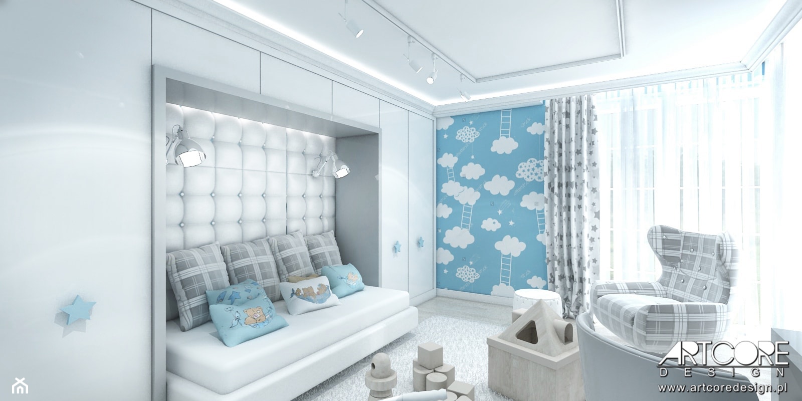 Niebiesko szary pokój dziecięcy. - zdjęcie od ArtCore Design - Homebook