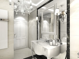Beżowa łazienka w stylu glamour. - zdjęcie od ArtCore Design