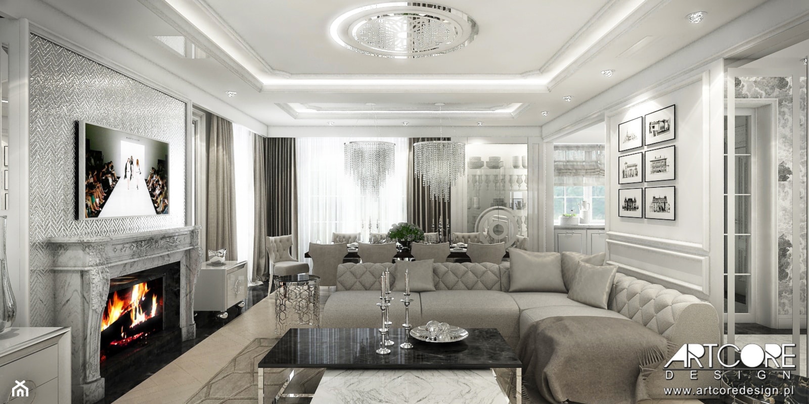 Luksusowe wnętrza salonu. - zdjęcie od ArtCore Design - Homebook