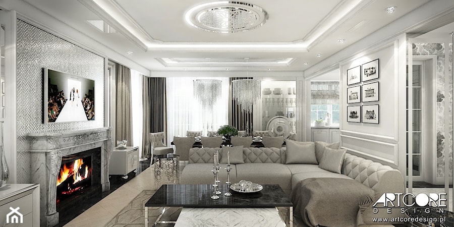 Luksusowe wnętrza salonu. - zdjęcie od ArtCore Design
