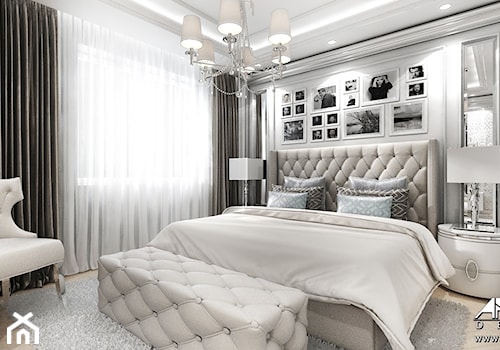 Projekt wnętrza jasnej sypialni w stylu glamour - zdjęcie od ArtCore Design
