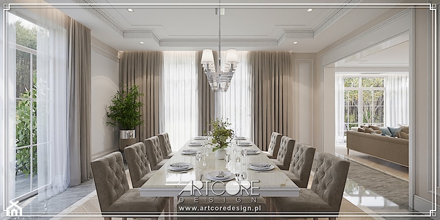 Jadalnia z dużym stołem w stylu klasycznym - zdjęcie od ArtCore Design