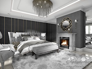 Sypialnia z kominkiem - projekt wnętrza - zdjęcie od ArtCore Design
