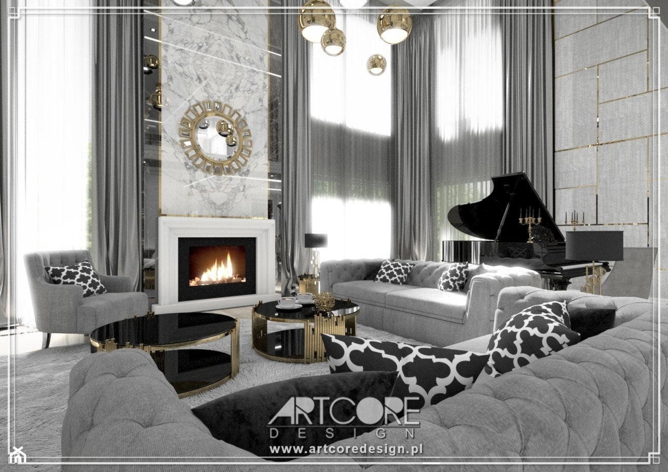 Luksusowe wnętrza salonu - zdjęcie od ArtCore Design - Homebook