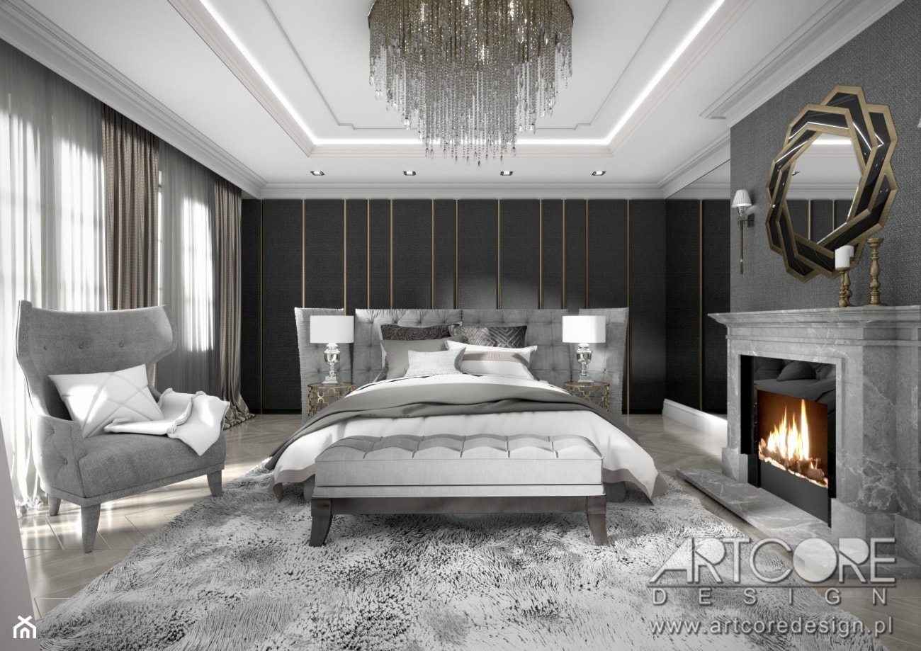 Luksusowa sypialnia - projekt wnętrza - zdjęcie od ArtCore Design - Homebook