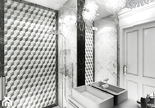 Biała łazienka z mozaiką - zdjęcie od ArtCore Design