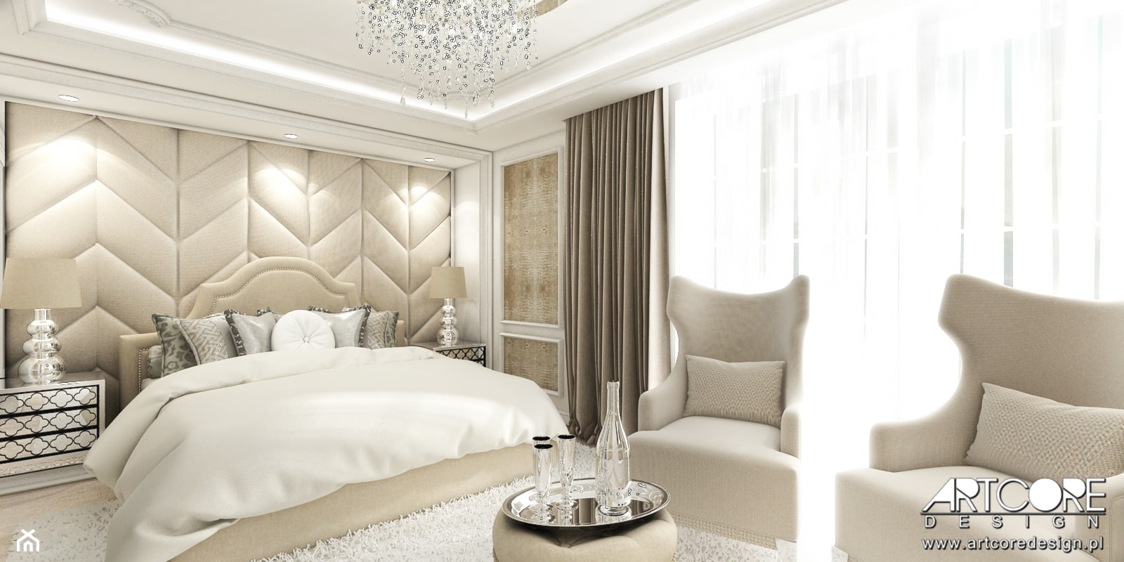 Luksusowe wnętrze sypialni. - zdjęcie od ArtCore Design - Homebook