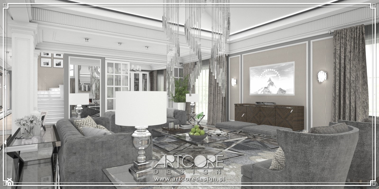 Luksusowe wnętrza salonu - zdjęcie od ArtCore Design - Homebook
