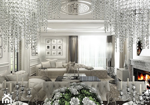 Kryształowe lampy w salonie. - zdjęcie od ArtCore Design
