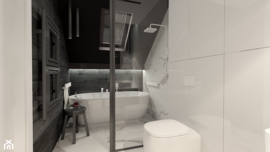 Czarno - biała łazienka - zdjęcie od Bubbles Studio