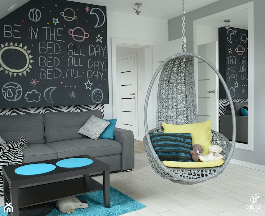 Dom jednorodzinny Jastrzębie Zdrój - Mały biały czarny pokój dziecka dla nastolatka dla chłopca dla dziewczynki, styl nowoczesny - zdjęcie od Bubbles Studio