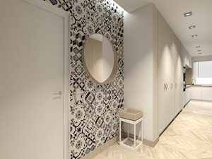 Świetliste mieszkanie z nutką energii - Duży czarny szary hol / przedpokój, styl skandynawski - zdjęcie od Bubbles Studio