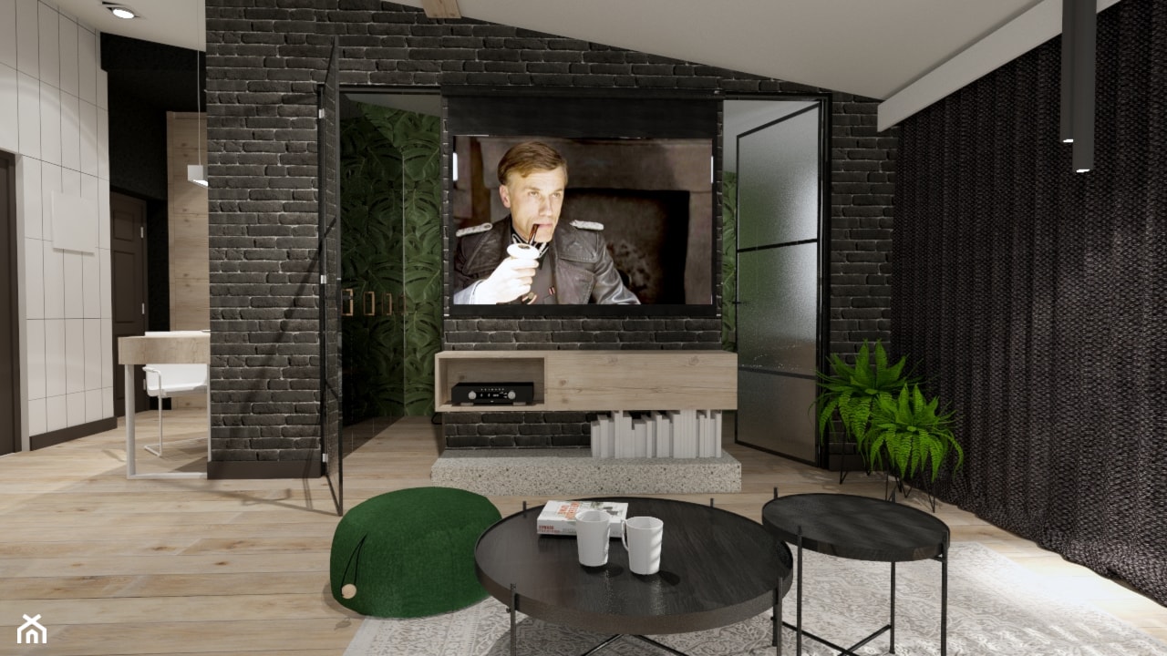 Skandynawskie mieszkanie dla mężczyzny - Średni salon, styl industrialny - zdjęcie od Bubbles Studio - Homebook