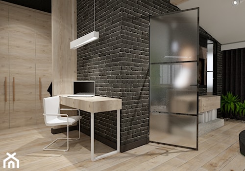 Skandynawskie mieszkanie dla mężczyzny - Średni czarny hol / przedpokój, styl industrialny - zdjęcie od Bubbles Studio