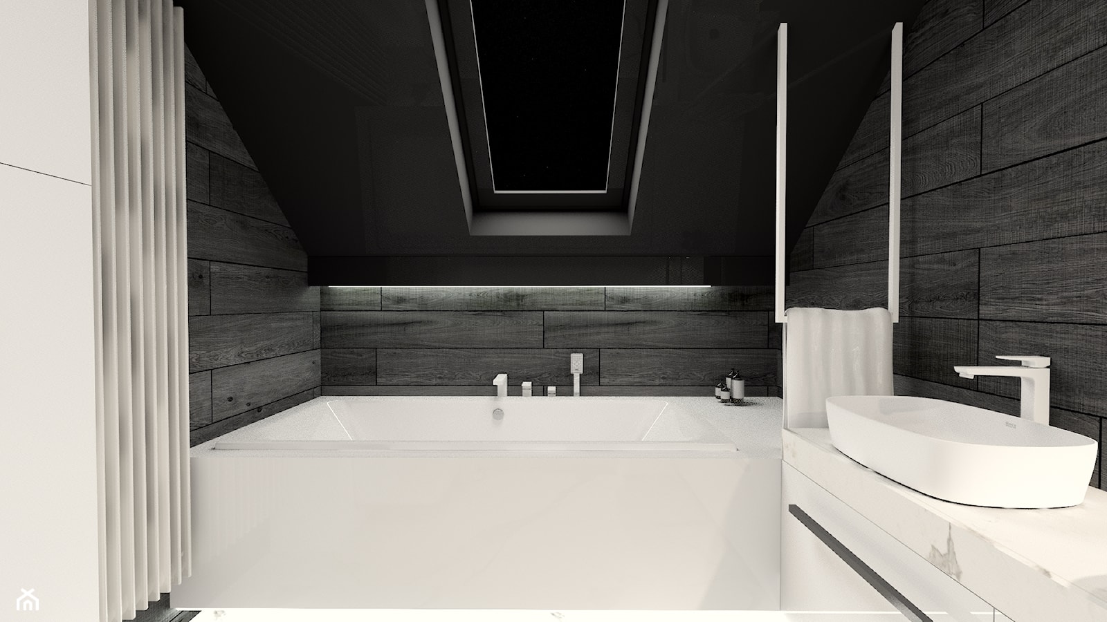 Czarno - biała łazienka - zdjęcie od Bubbles Studio - Homebook