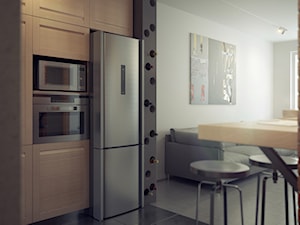 Apartamenty prz Krasińskiego - Otwarta biała z zabudowaną lodówką kuchnia, styl industrialny - zdjęcie od 13 pracownia