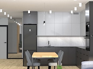 Kuchnia w nowoczesnym mieszkaniu z w odcieniach szarości - zdjęcie od OOMM Monika Buzun architekt wnętrz