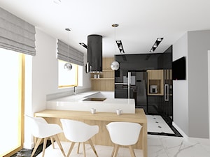 Kuchnia z czarnymi elementami - zdjęcie od OOMM Monika Buzun architekt wnętrz