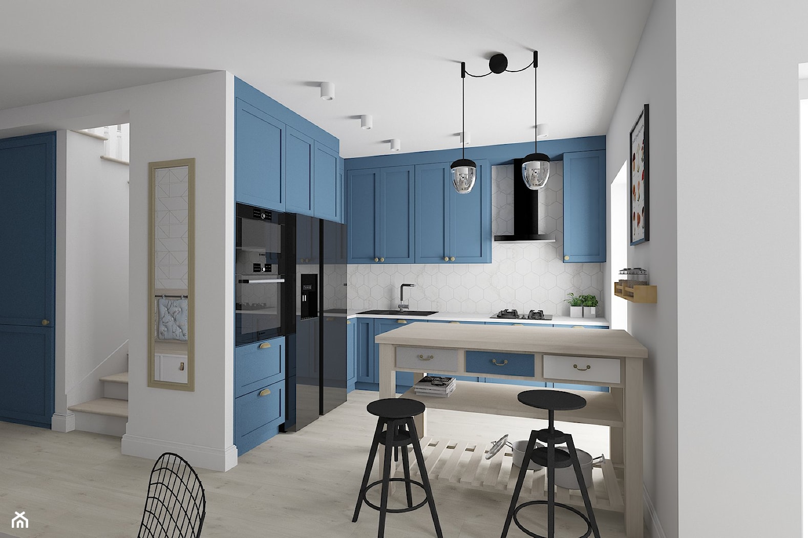 Niebieska kuchnia - zdjęcie od OOMM Monika Buzun architekt wnętrz - Homebook