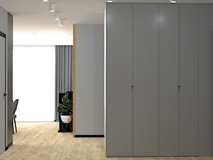 Przedpokój w nowoczesnym mieszkaniu z w odcieniach szarości - zdjęcie od OOMM Monika Buzun architekt wnętrz