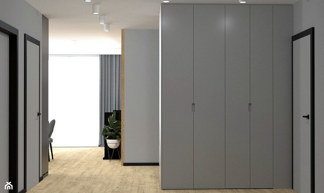 Przedpokój w nowoczesnym mieszkaniu z w odcieniach szarości - zdjęcie od OOMM Monika Buzun architekt wnętrz - Homebook