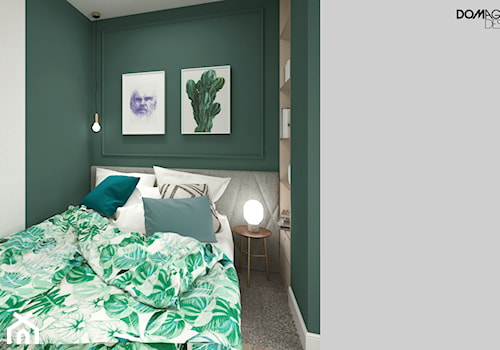 Zielono mi - Mała szara zielona sypialnia, styl vintage - zdjęcie od DOMagała Design